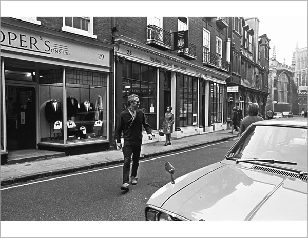 American actor Paul Newman seen here in Trinity Street, Cambridge during his visit to