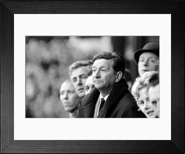 Framed Print : Alec Stock Manager of QPR - March 1968 watching the game betwwen QPR v Blackpool Framed Print : Alec Stock Manager of QPR - March 1968 watching the game betwwen QPR v Blackpool