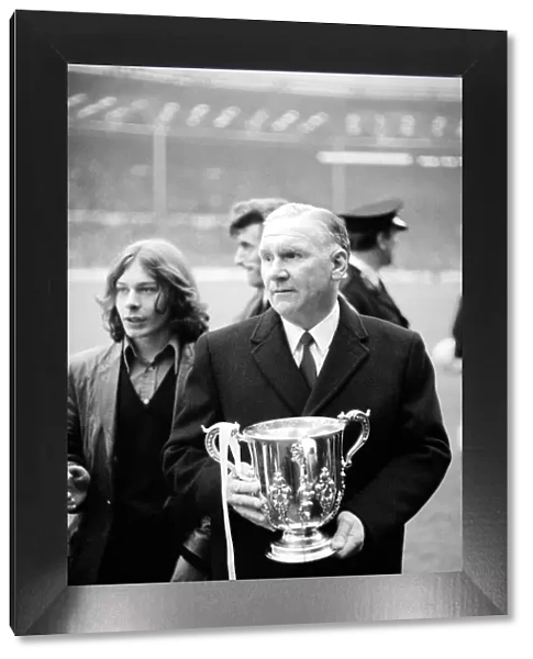 Bill Nicholson of Tottenham Hotspur - February 1971 holding the winning League Cup