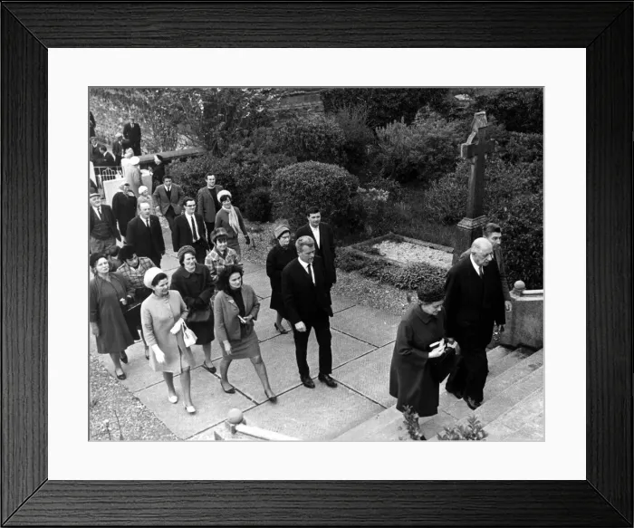 Framed Print : Madame and General Charles De Gaulle - arriving at Sneem Parish Church for Mass Framed Print : Madame and General Charles De Gaulle - arriving at Sneem Parish Church for Mass