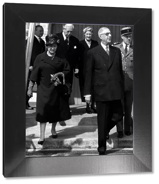 Madame and President Charles De Gaulle - are seen off at London Airport by Harold