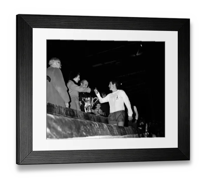 Framed Print : Alan Mullery of Tottenham Hotspur - February 1971 collecting winning League Cup Framed Print : Alan Mullery of Tottenham Hotspur - February 1971 collecting winning League Cup
