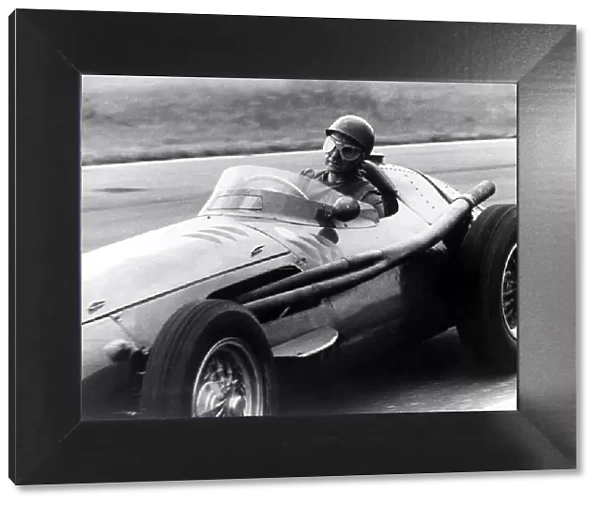 Racing driver Juan Manuel Fangio in action, circa 1955
