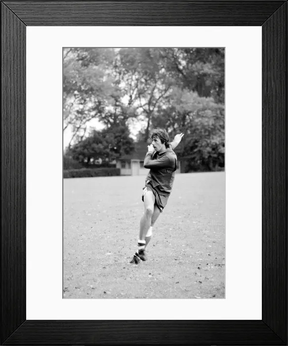 Framed Print : Mark Lawrenson football player of Brighton FC - August 1979 during a training Framed Print : Mark Lawrenson football player of Brighton FC - August 1979 during a training