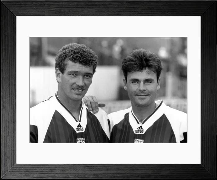 Framed Print : John Jenson Football Player of Arsenal - with teammate Anders Limpur Framed Print : John Jenson Football Player of Arsenal - with teammate Anders Limpur