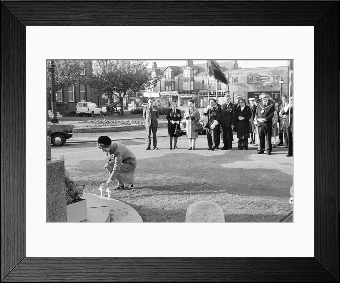 Framed Print : Poppies at Cenotaph, Remembrance Sunday, Middlesbrough, Sunday 12th November 1978