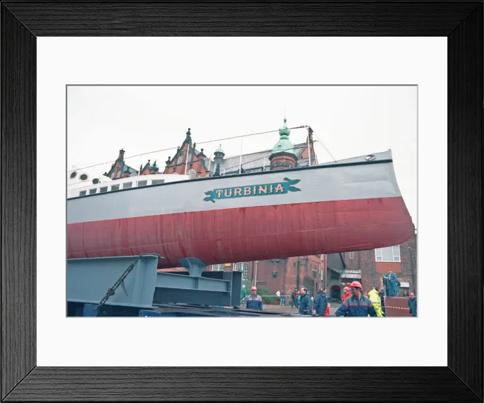 Framed Print : 100 years after her launch, Turbinia the first steam turbine-powered steamship was moved
