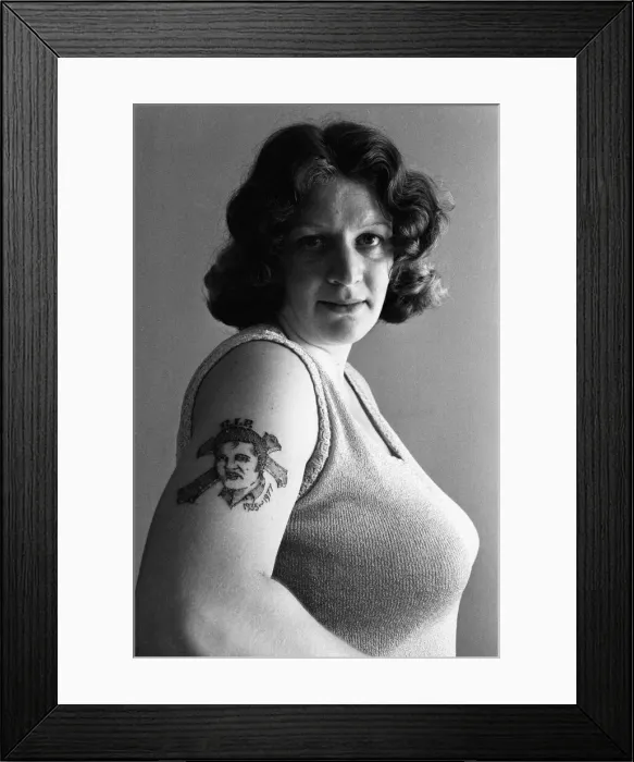 Framed Print : Elvis Presley fan Pat Rockall from Milton Keynes has paid him a unique tribute - she had Framed Print : Elvis Presley fan Pat Rockall from Milton Keynes has paid him a unique tribute - she had