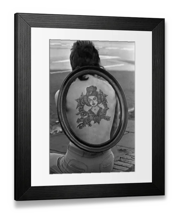 Framed Print : Council gardener Ian Hewison is so proud of the Chinese girl tattooed on his back he Framed Print : Council gardener Ian Hewison is so proud of the Chinese girl tattooed on his back he