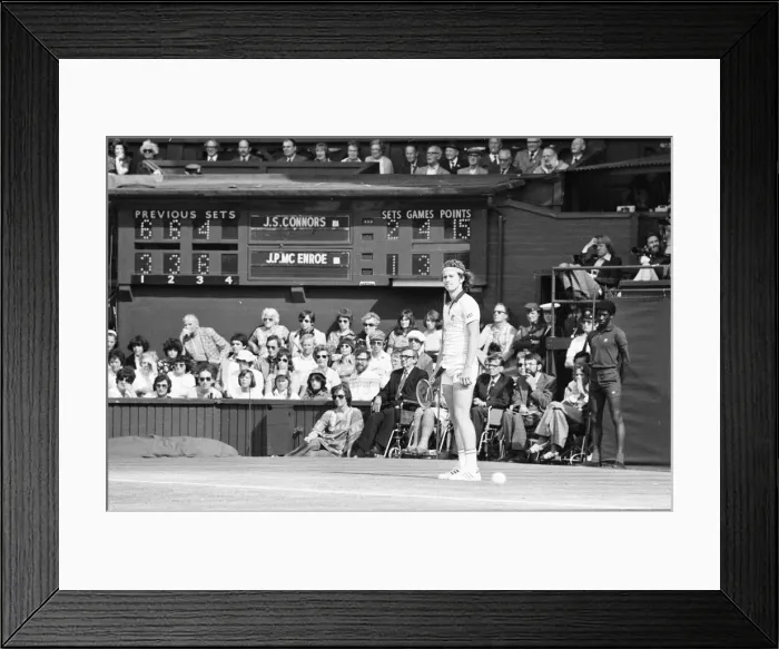 Framed Print : Jimmy Connors v John McEnroe, Wimbledon Mens Semi Final, Thursday 30th June 1977 Framed Print : Jimmy Connors v John McEnroe, Wimbledon Mens Semi Final, Thursday 30th June 1977