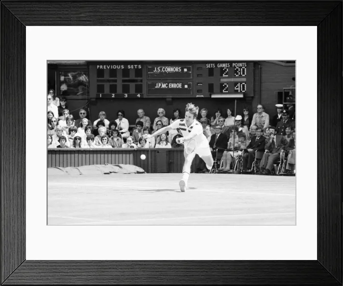 Framed Print : Jimmy Connors v John McEnroe, Wimbledon Mens Semi Final, Thursday 30th June 1977 Framed Print : Jimmy Connors v John McEnroe, Wimbledon Mens Semi Final, Thursday 30th June 1977