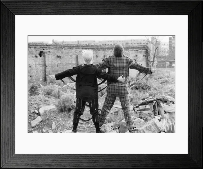 Framed Print : Punk fashions for him and her from Seditionaries, Kings Road, London Framed Print : Punk fashions for him and her from Seditionaries, Kings Road, London