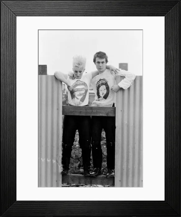 Framed Print : Punk fashions for him and her from Seditionaries, Kings Road, London Framed Print : Punk fashions for him and her from Seditionaries, Kings Road, London