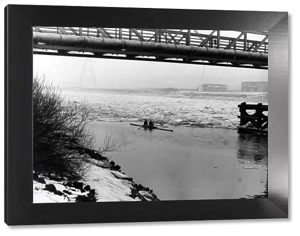 The frozen River Tyne, Newcastle. January 1982