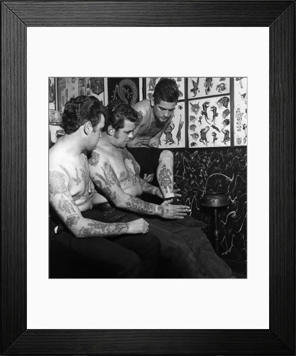 Framed Print : Members of a tattoo club. 23rd October 1965