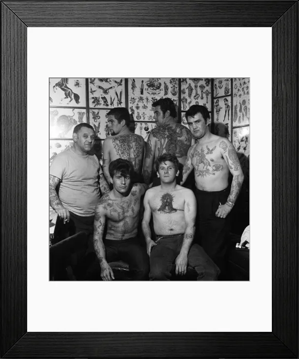 Framed Print : Members of a tattoo club. 23rd October 1965