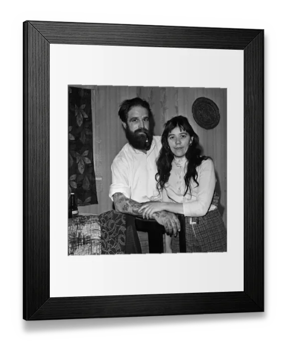 Framed Print : Do it yourself tattoo kit. Tattooist Jack Zeek with his wife. 1967 Framed Print : Do it yourself tattoo kit. Tattooist Jack Zeek with his wife. 1967