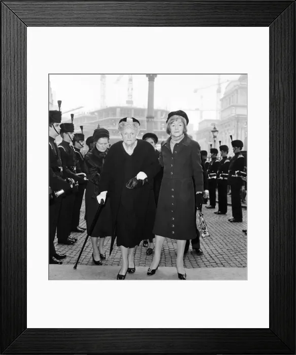 Framed Print : Lady Clemetine Churchill, left, attending the memorial service to the late Lord Avon