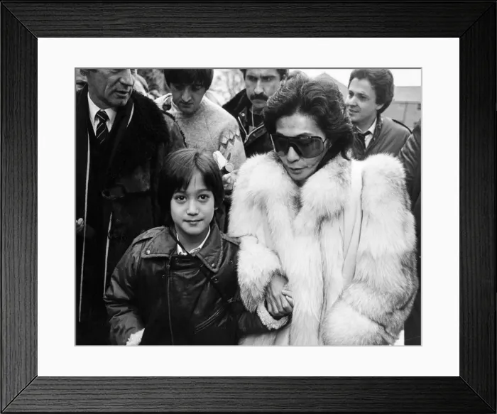 Framed Print : Yoko Ono and her son Sean Lennon visit Liverpool. On this 1984 visit