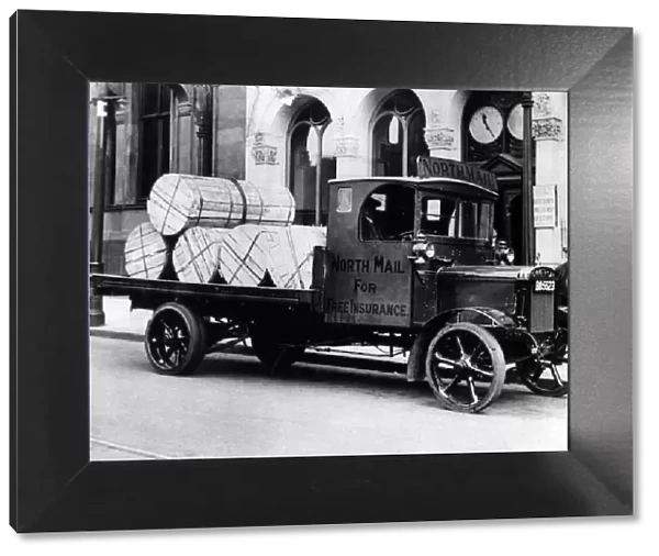 A lorry brings rolls of newsprint to the Evening Chronicle office in Westgate Road