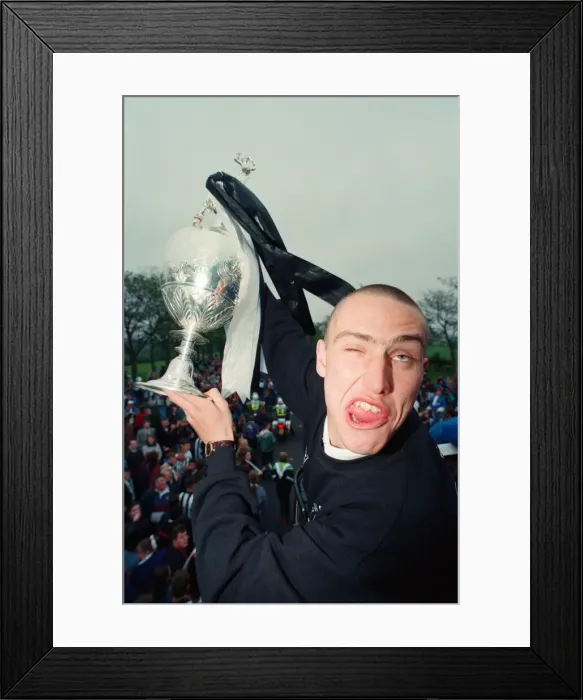Framed Print : Newcastle United win the League Division 1. Players on the open top bus with the trophy Framed Print : Newcastle United win the League Division 1. Players on the open top bus with the trophy