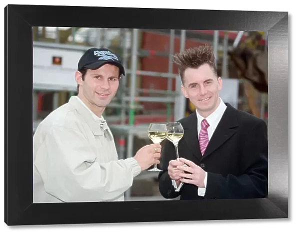 Ryan Giggs and Gary Rhodes celebrate a future restaurant opening. 6th November 1998