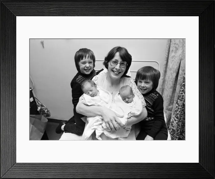 Framed Print : Carol Adams, who has just given birth to her second set of twin boys Framed Print : Carol Adams, who has just given birth to her second set of twin boys