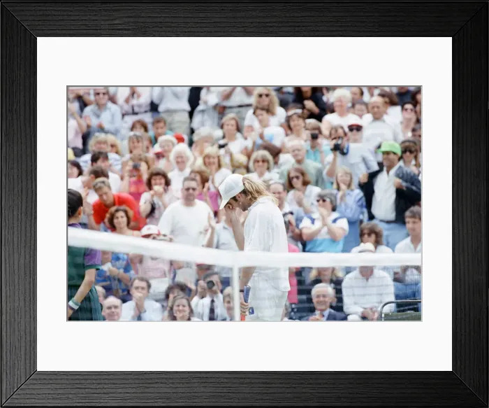 Framed Print : John McEnroe v Andre Agassi, Wimbledon Mens Semi-Final, Lawn Tennis Club, Wimbledon Framed Print : John McEnroe v Andre Agassi, Wimbledon Mens Semi-Final, Lawn Tennis Club, Wimbledon