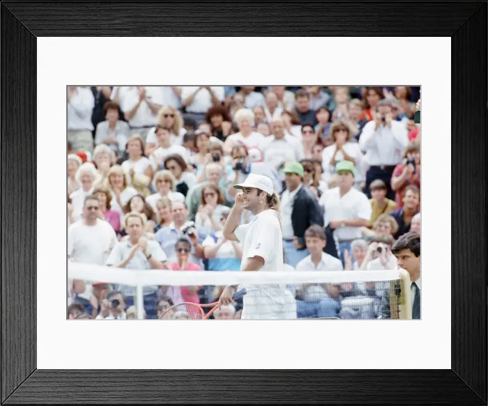 Framed Print : John McEnroe v Andre Agassi, Wimbledon Mens Semi-Final, Lawn Tennis Club, Wimbledon Framed Print : John McEnroe v Andre Agassi, Wimbledon Mens Semi-Final, Lawn Tennis Club, Wimbledon