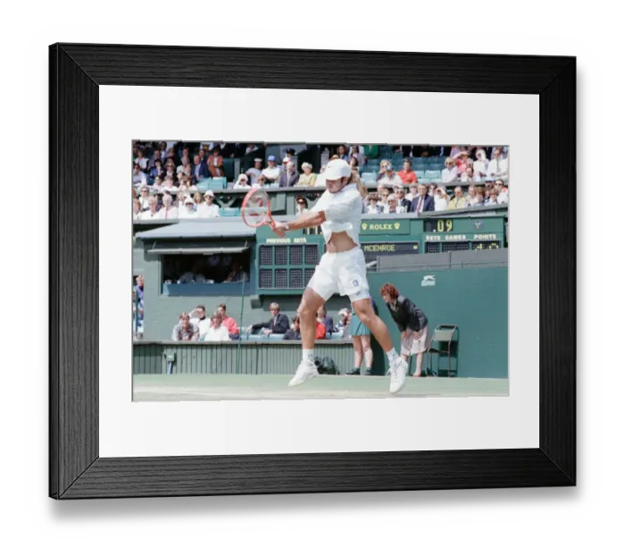 Framed Print : John McEnroe v Andre Agassi, Wimbledon Mens Semi-Final, Lawn Tennis Club, Wimbledon