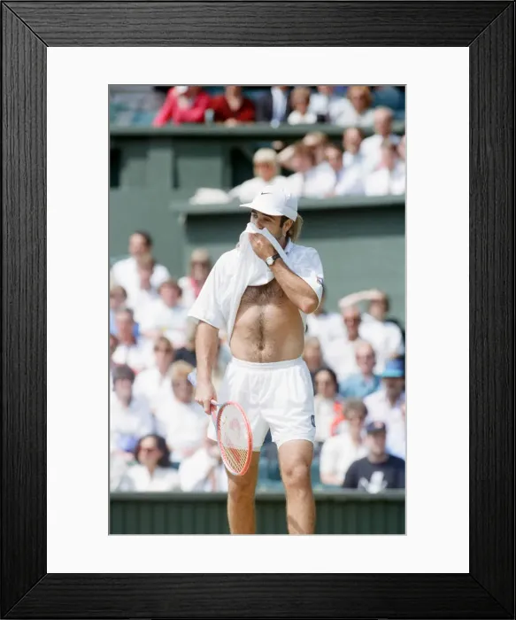 Framed Print : John McEnroe v Andre Agassi, Wimbledon Mens Semi-Final, Lawn Tennis Club, Wimbledon