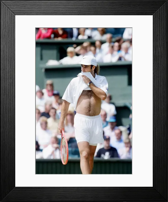 Framed Print : John McEnroe v Andre Agassi, Wimbledon Mens Semi-Final, Lawn Tennis Club, Wimbledon Framed Print : John McEnroe v Andre Agassi, Wimbledon Mens Semi-Final, Lawn Tennis Club, Wimbledon
