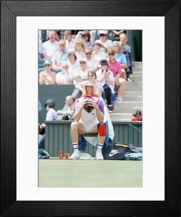 Framed Print : John McEnroe v Andre Agassi, Wimbledon Mens Semi-Final, Lawn Tennis Club, Wimbledon Framed Print : John McEnroe v Andre Agassi, Wimbledon Mens Semi-Final, Lawn Tennis Club, Wimbledon