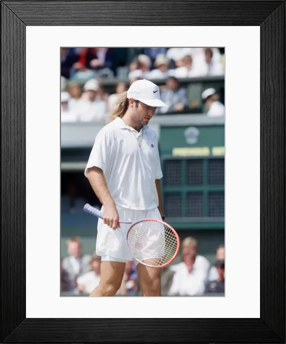 Framed Print : John McEnroe v Andre Agassi, Wimbledon Mens Semi-Final, Lawn Tennis Club, Wimbledon