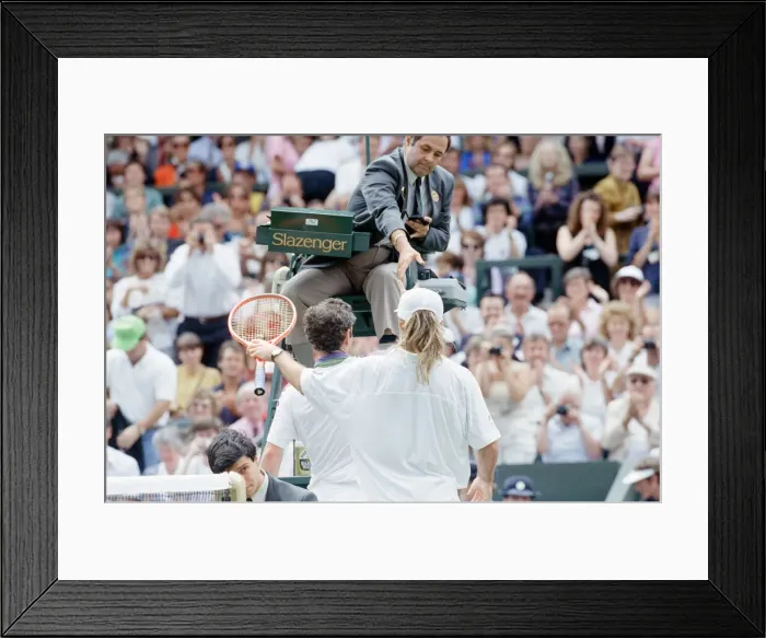 Framed Print : John McEnroe v Andre Agassi, Wimbledon Mens Semi-Final, Lawn Tennis Club, Wimbledon Framed Print : John McEnroe v Andre Agassi, Wimbledon Mens Semi-Final, Lawn Tennis Club, Wimbledon