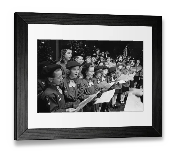 Framed Print : Marathon carol singers, in the Cleveland. Middlesbrough, North Yorkshire, 1974 Framed Print : Marathon carol singers, in the Cleveland. Middlesbrough, North Yorkshire, 1974