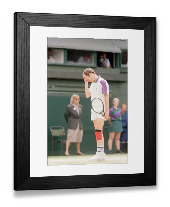 Framed Print : John McEnroe v Andre Agassi, Wimbledon Mens Semi-Final, Lawn Tennis Club, Wimbledon Framed Print : John McEnroe v Andre Agassi, Wimbledon Mens Semi-Final, Lawn Tennis Club, Wimbledon