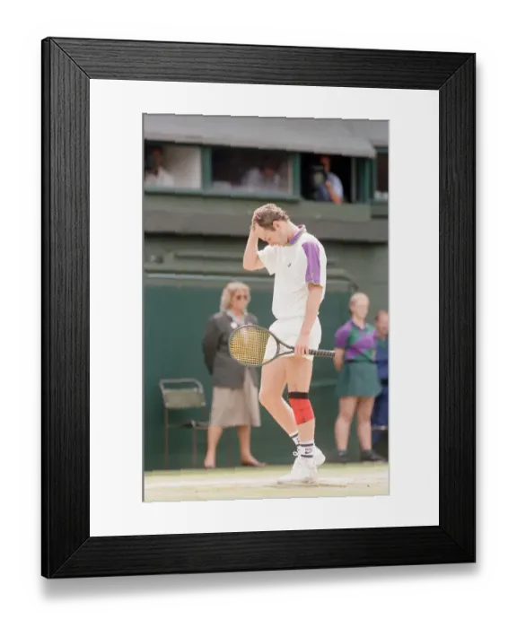 Framed Print : John McEnroe v Andre Agassi, Wimbledon Mens Semi-Final, Lawn Tennis Club, Wimbledon Framed Print : John McEnroe v Andre Agassi, Wimbledon Mens Semi-Final, Lawn Tennis Club, Wimbledon