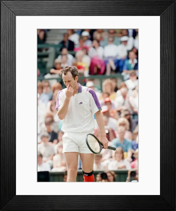 Framed Print : John McEnroe v Andre Agassi, Wimbledon Mens Semi-Final, Lawn Tennis Club, Wimbledon Framed Print : John McEnroe v Andre Agassi, Wimbledon Mens Semi-Final, Lawn Tennis Club, Wimbledon