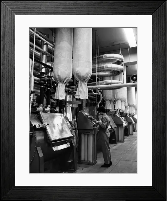 Framed Print : Whitley Hospital, Coventry, West Midlands. The chutes end above a row of eight huge Framed Print : Whitley Hospital, Coventry, West Midlands. The chutes end above a row of eight huge