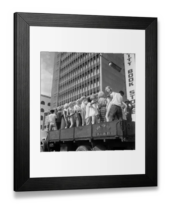 Framed Print : Scenes in Chinatown, Singapore. A truck load of dummies, some completely nude