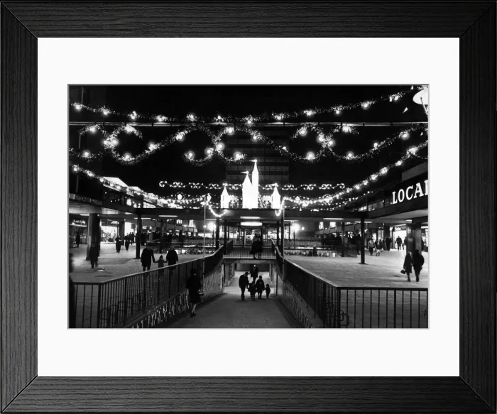 Framed Print : The fairy land look of the Lower Precinct, Coventry, after the Lord Mayor, Alderman E. J