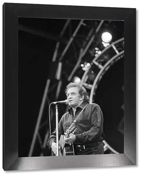 Glastonbury Festival 1994. Pictures shows Johnny Cash performing on The Pyramid