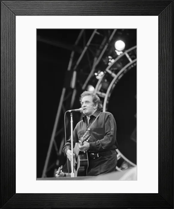 Framed Print : Glastonbury Festival 1994. Pictures shows Johnny Cash performing on The Pyramid Framed Print : Glastonbury Festival 1994. Pictures shows Johnny Cash performing on The Pyramid