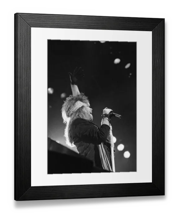 Framed Print : Bon Jovi performing at Monsters of Rock, Castle Donington. Pictured, Jon Bon Jovi