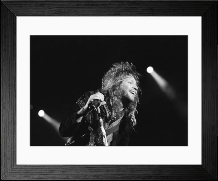 Framed Print : Bon Jovi performing at Monsters of Rock, Castle Donington. Pictured, Jon Bon Jovi Framed Print : Bon Jovi performing at Monsters of Rock, Castle Donington. Pictured, Jon Bon Jovi