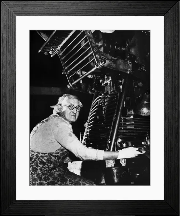 Framed Print : Miss Carrie Brooks at work on her Power Press. 20th December 1957 Framed Print : Miss Carrie Brooks at work on her Power Press. 20th December 1957