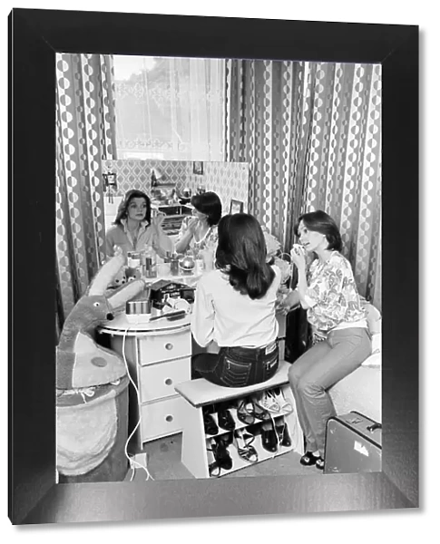 The Nolan sisters at home in Ilford. Anne and Maureen in a bedroom getting ready