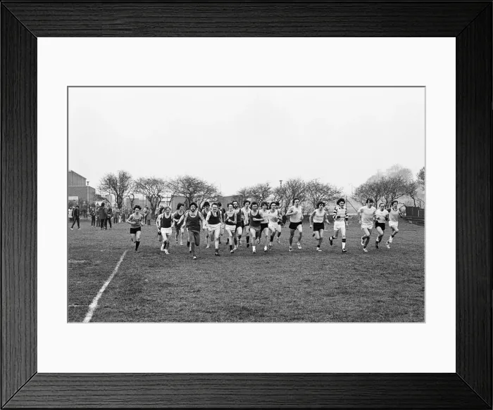 Framed Print : A School in Teeside on a cross country run. Circa 1976 Framed Print : A School in Teeside on a cross country run. Circa 1976
