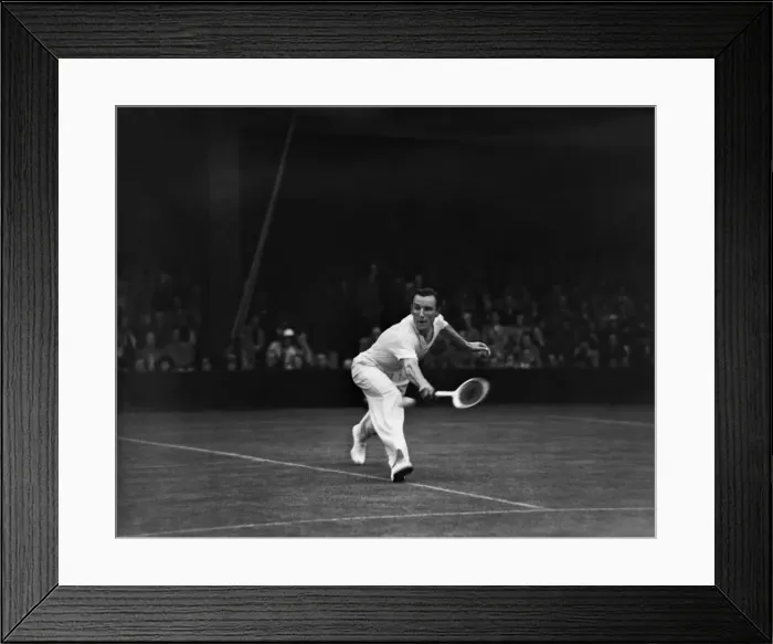 Framed Print : Fred Perry (pictured) (GB) competing at The Wimbledon Tennis Championships against